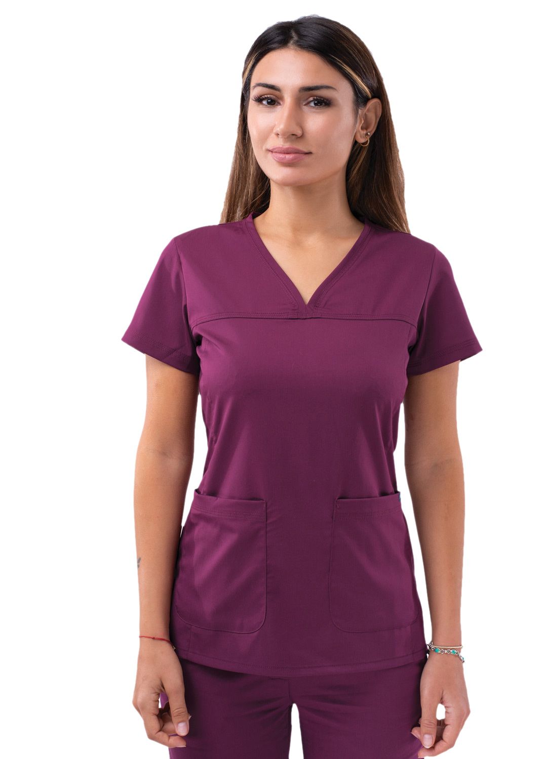 Adar Women’s Sweetheart V-neck Scrub Top - Healed Hearts Scrub Apparel