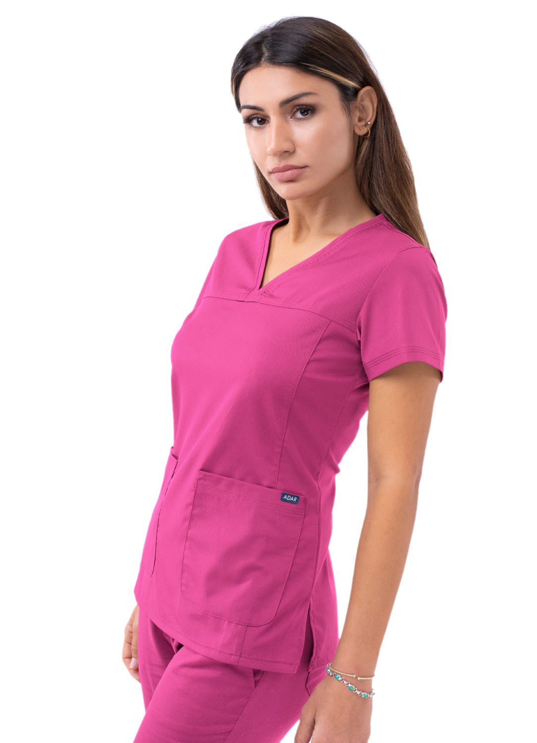 Adar Women’s Sweetheart V-neck Scrub Top - Healed Hearts Scrub Apparel